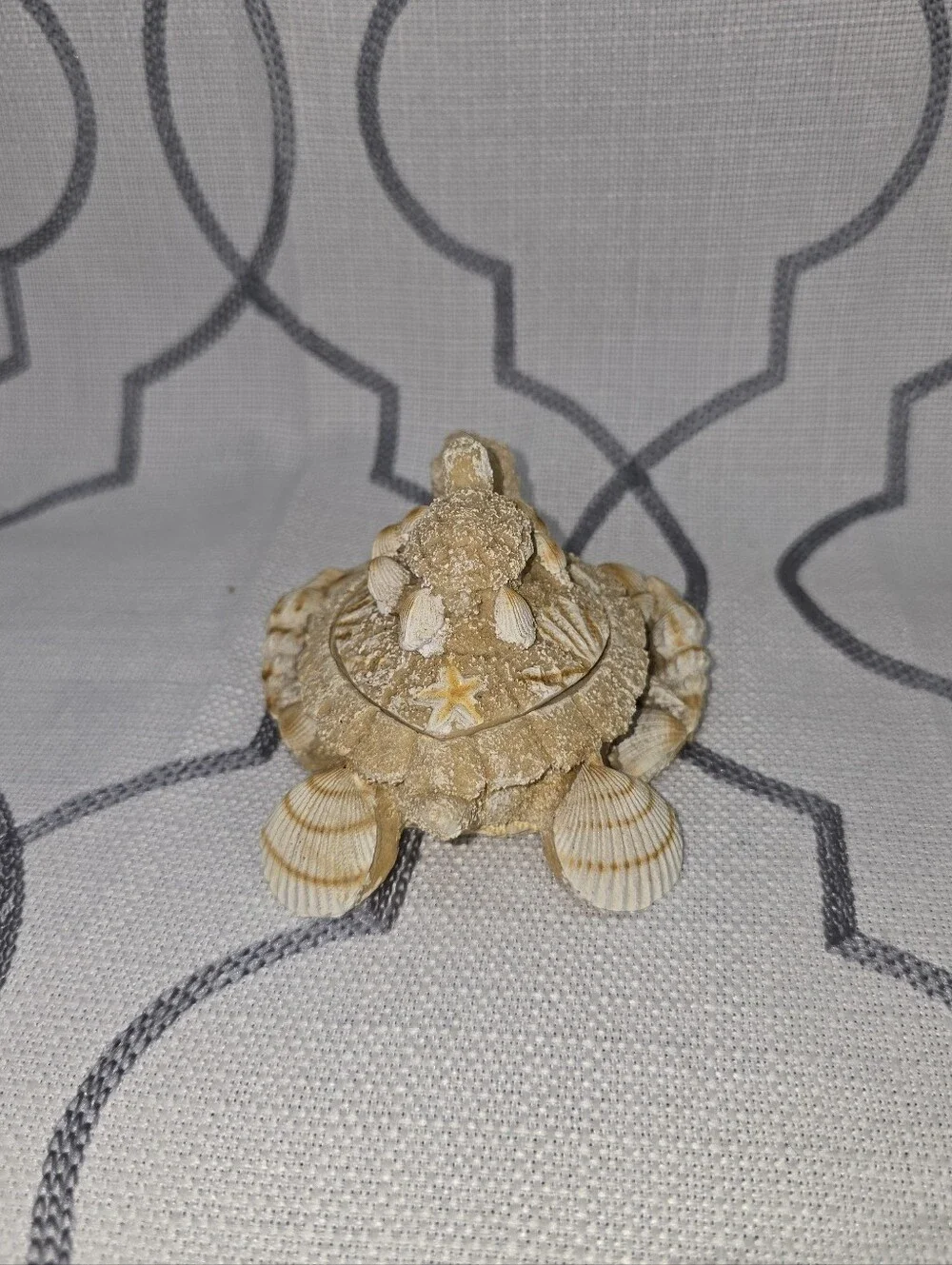 Vintage Sea Turtle with Baby Sand Seashell Trinket Box With Lid Jewelry Box